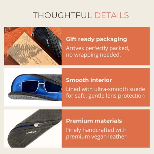HAMELIN Sunglasses Case With Zipper | Keeps The Sunglasses Safe From Scratches, Dirt | Eye Glass Box & Spectacle Case For Men & Women | Eyewear Carrying Case For Easy Travel & Outings | Black Checked - Image 2