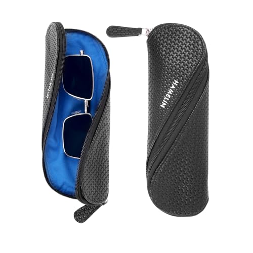 HAMELIN Sunglasses Case With Zipper | Keeps The Sunglasses Safe From Scratches, Dirt | Eye Glass Box & Spectacle Case For Men & Women | Eyewear Carrying Case For Easy Travel & Outings | Black Checked - Image 1