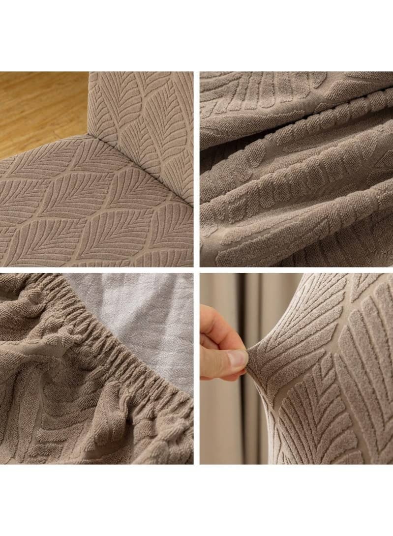 6 PCS High-grade and dirt-resistant taupe Waterproof Dining Chair Covers, Removable Washable High Back Chair Protector for Kitchen Hotel Restaurant Banquet, Little Leaf Pattern - Image 5