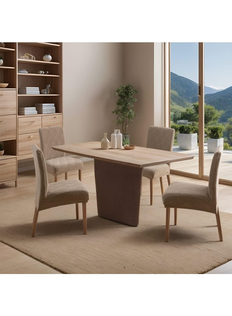 6 PCS High-grade and dirt-resistant taupe Waterproof Dining Chair Covers, Removable Washable High Back Chair Protector for Kitchen Hotel Restaurant Banquet, Little Leaf Pattern - Image 2