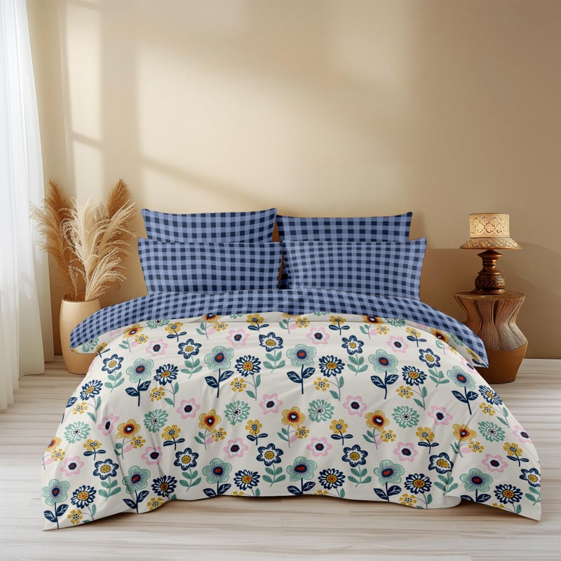 LOOMLYFE 300 TC All Season King Size AC Comforter || Blanket || Duvet with 1 King Size Elastic Fitted Bedsheet and 2 Large Pillow Cover - 4 Piece Comforter Set - BlueSunflower - Image 5