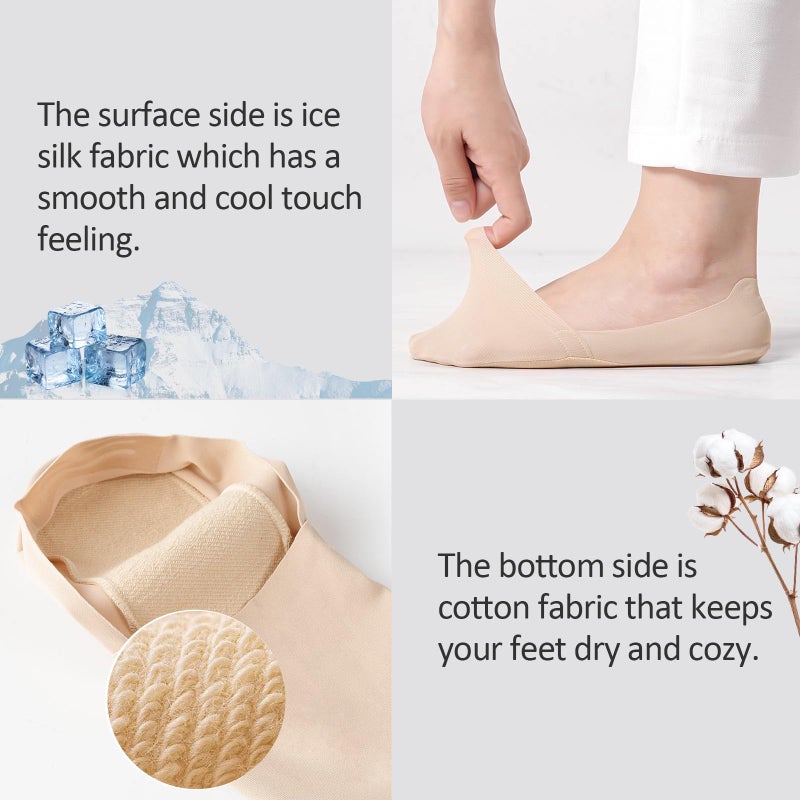 Murmorers No Show Socks for Women, Non Slip Nylon Thin Footies Invisible Silky Low Liner Socks for Loafers Flats 6 Pairs Size 5-8 White Nude Black - Image 3