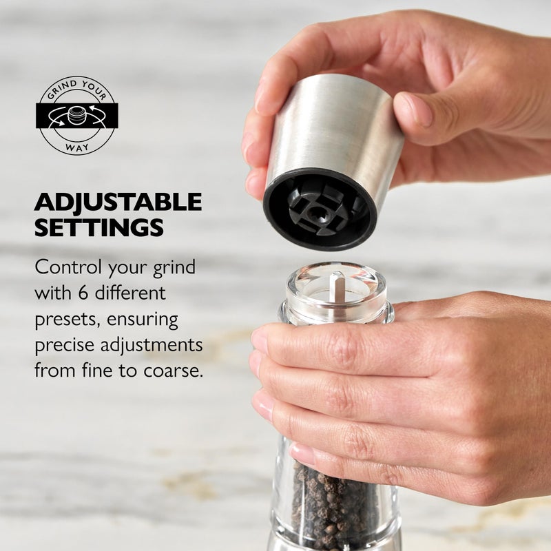 Cole & Mason Derwent Pepper Mill - Refillable Pepper Grinder with Gourmet Precision Mechanisms - Kitchen Accessories for Cooking - Black Peppercorn Grinder for Seasoning - Pepper Mill, Stainless Steel - Image 5