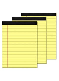 3PCS Yellow Legal Pads, 8.5 x 11 Writing Pads, Yellow Note Pads, 8.5 x 11 Perforated Wide Ruled Lined Notepads Pads, Yellow Pads 50 Sheets Per Notebook, Legal Notepads for Unknown Binding