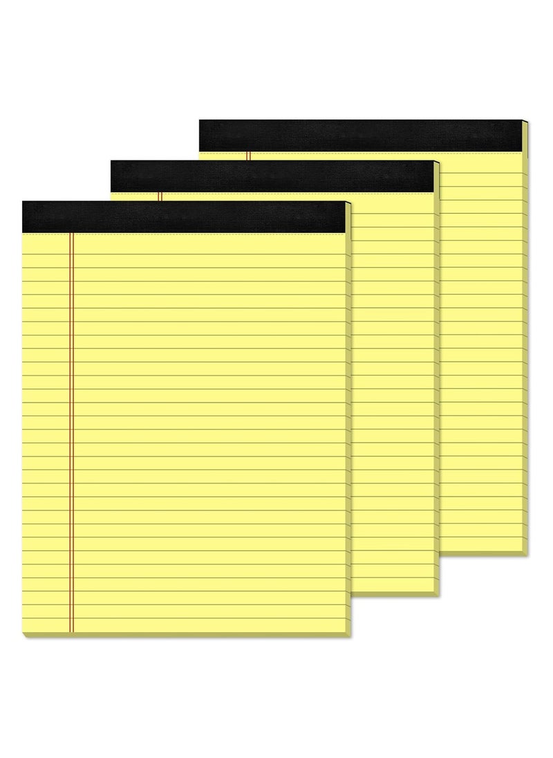 SYOSI - 3PCS Yellow Legal Pads, 8.5 x 11 Writing Pads, Yellow Note Pads, 8.5 x 11 Perforated Wide Ruled Lined Notepads Pads, Yellow Pads 50 Sheets Per Notebook, Legal Notepads for Unknown Binding - Image 1