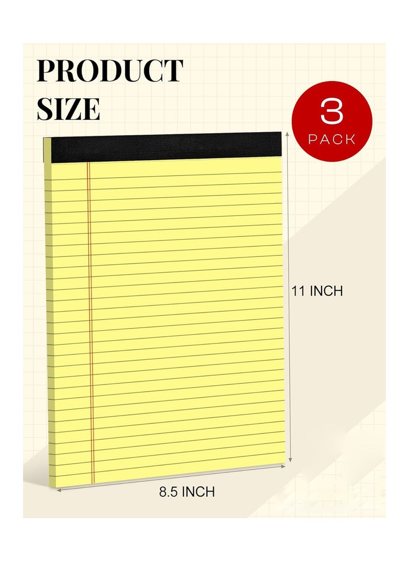 SYOSI - 3PCS Yellow Legal Pads, 8.5 x 11 Writing Pads, Yellow Note Pads, 8.5 x 11 Perforated Wide Ruled Lined Notepads Pads, Yellow Pads 50 Sheets Per Notebook, Legal Notepads for Unknown Binding - Image 1