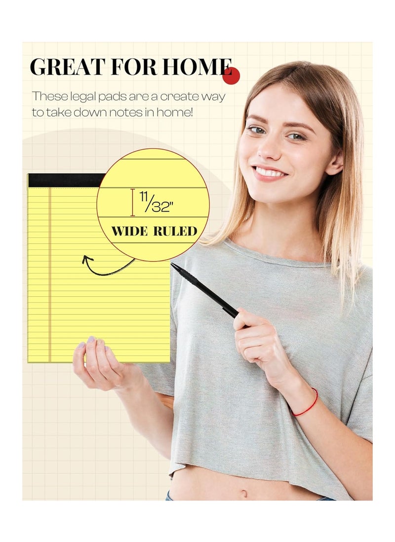 SYOSI - 3PCS Yellow Legal Pads, 8.5 x 11 Writing Pads, Yellow Note Pads, 8.5 x 11 Perforated Wide Ruled Lined Notepads Pads, Yellow Pads 50 Sheets Per Notebook, Legal Notepads for Unknown Binding - Image 1