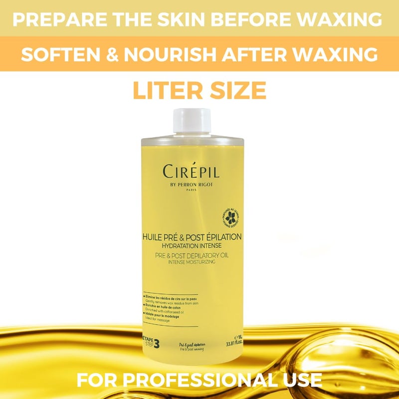 Cirepil - Pre & Post Depilatory Oil - Protects Skin for Comfortable Waxing & Removes Wax Residue - Soothing Jasmine Scented Formula - Professional Refill Bottle, 1000ml - Image 3