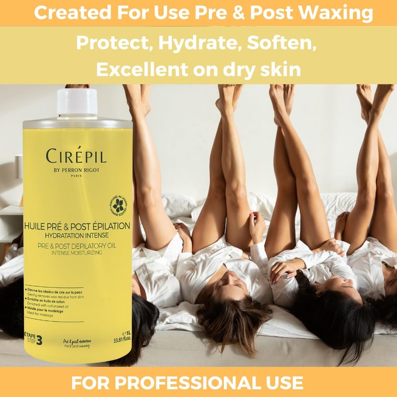 Cirepil - Pre & Post Depilatory Oil - Protects Skin for Comfortable Waxing & Removes Wax Residue - Soothing Jasmine Scented Formula - Professional Refill Bottle, 1000ml - Image 5