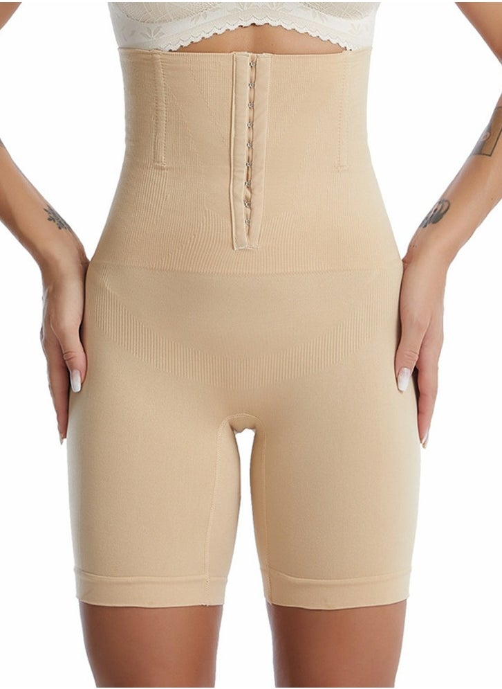 Generic Womens Body Shaper Tummy Control Buckled Underwear Boxer Briefs Solid Color Slim High Waist Hip Lift Shapewear Underpants Beige  - Image 1
