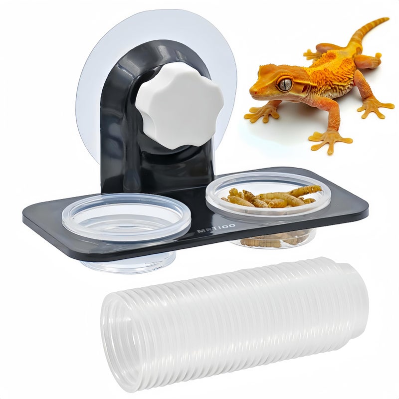 MRTIOO Crested Gecko Feeding Ledge [Non-Suction Cup], with 30 pcs 0.5oz Food Cups, Reptile Food Bowls and Water Dish for Lizard Or Other Small Pet Amphibian Feeder Ledge Accessories Supplies - Image 1