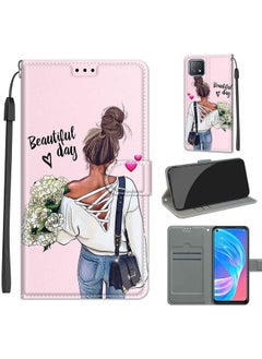HuHa Case Cover Voltage Coloured Drawing Magnetic Clasp Horizontal Flip PU Leather Case with Holder & Card Slots For OPPO A72 5G / A73 5G / A53 5G C09 Hug Flower 