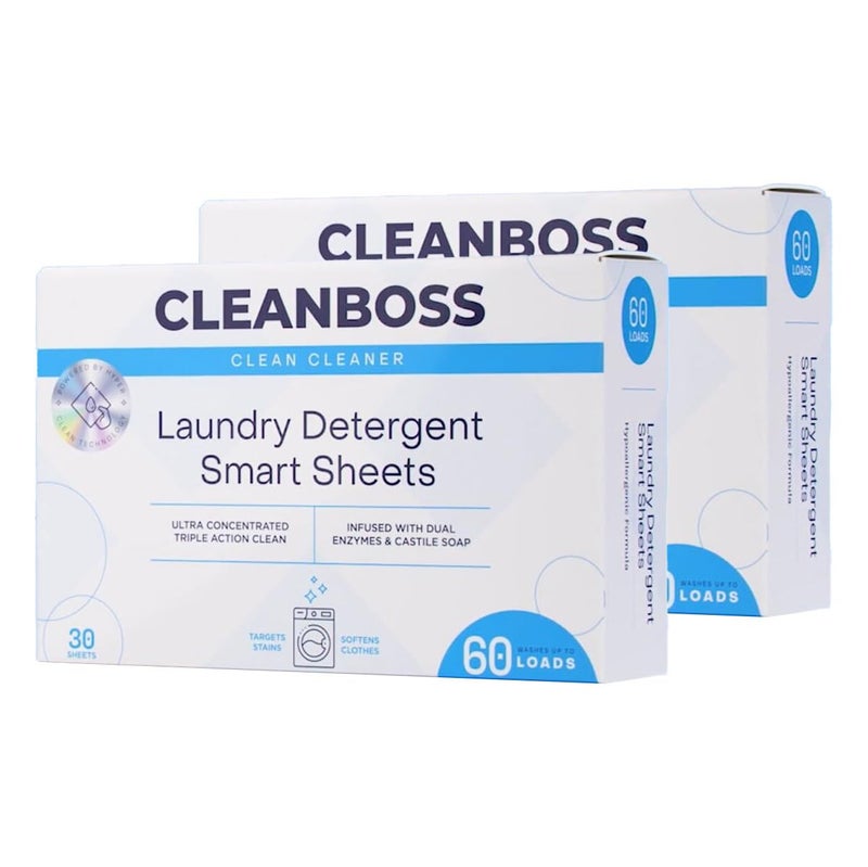 CleanBoss Laundry Detergent Smart Sheets - 60 Sheets - Image 1