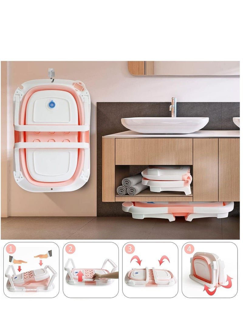 عربست حوض استحمام قابل للطي للأطفال قابل للطي ، حوض استحمام محمول آمن مع وسادة مسند الماء ، دعم الأرجل مانع للانزلاق مناسب لحديثي الولادة - Image 5
