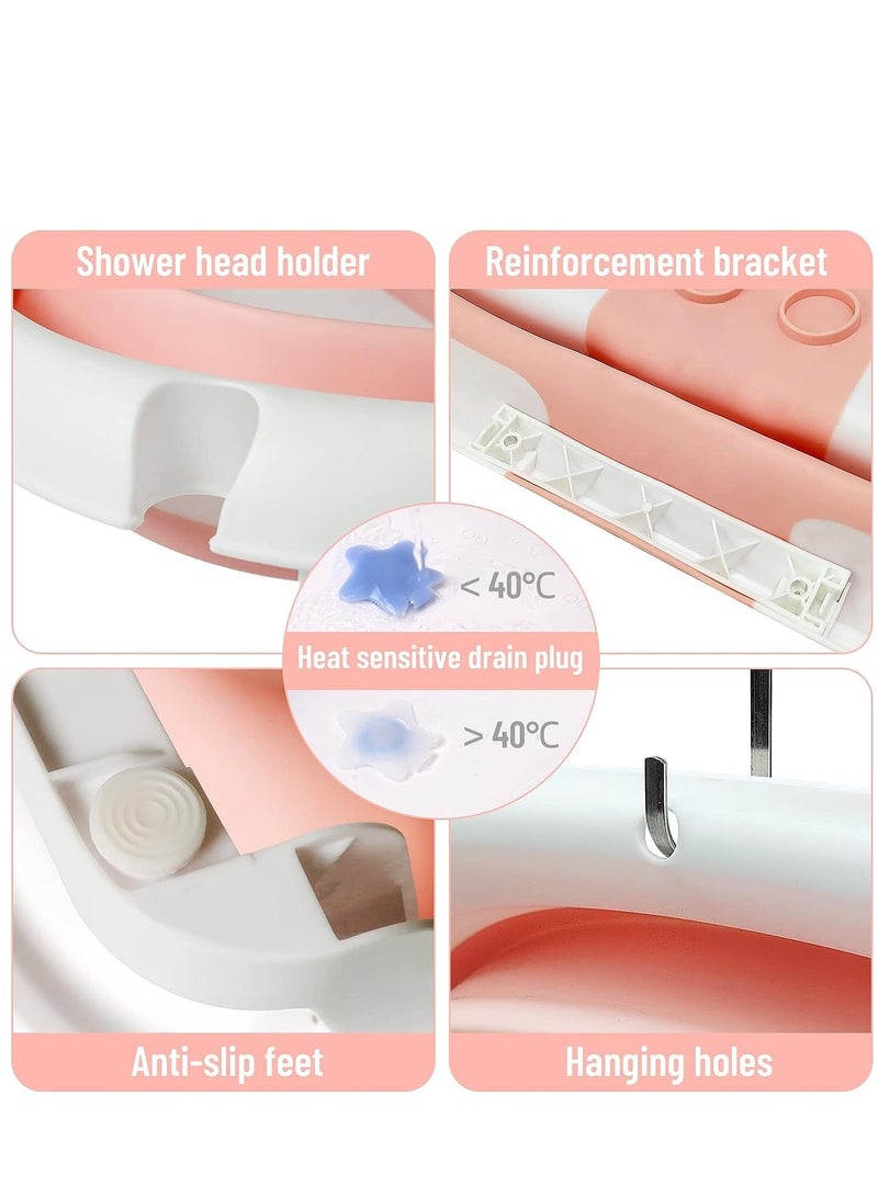 عربست حوض استحمام قابل للطي للأطفال قابل للطي ، حوض استحمام محمول آمن مع وسادة مسند الماء ، دعم الأرجل مانع للانزلاق مناسب لحديثي الولادة - Image 4