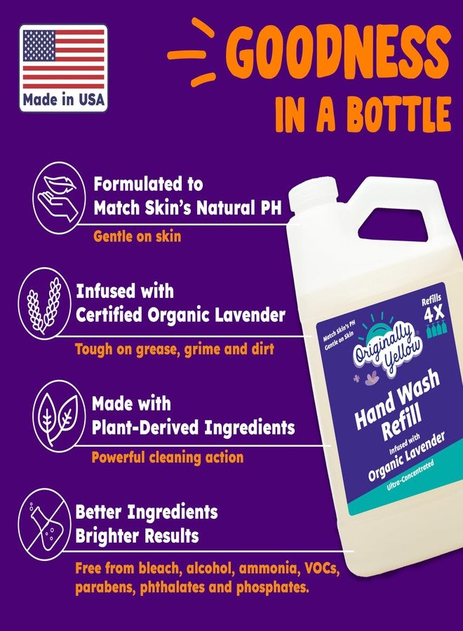 Originally Yellow Plant-Derived Hand Soap Infused with Organic Lavender | Gentle Hand Soap | Soap (64 Fl Oz (1 Pack), Lavender) - Image 2