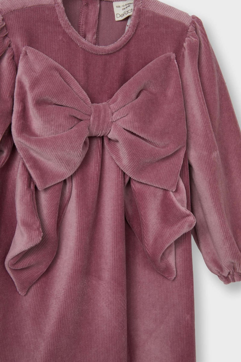 ديفاكتو فستان محبوك بأكمام طويلة ورقبة دائرية لطفلة - Image 2