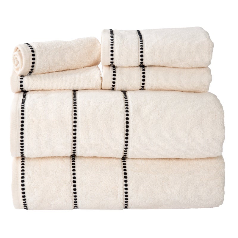 Lavish Home 6 Piece Bathroom Towels Set - 525GSM 100% Cotton Bathroom Essentials - 2 Bath Sheets, 2 Hand Towels, and 2 Wash Cloths for Bath, Shower, Gym, Spa, and Dorm Room (Beige) - Image 1