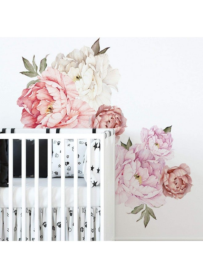 Dosminer Watercolor Peony Flowers Wall Decals Floral Wall Stickers for Living Room, Delicate White & Pink Flowers Wall Posters Vinyl Blossom Art Applique for Bedroom Girls Room - Image 3