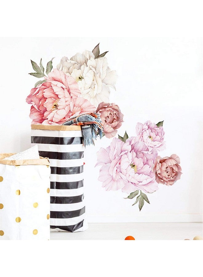 Dosminer Watercolor Peony Flowers Wall Decals Floral Wall Stickers for Living Room, Delicate White & Pink Flowers Wall Posters Vinyl Blossom Art Applique for Bedroom Girls Room - Image 5