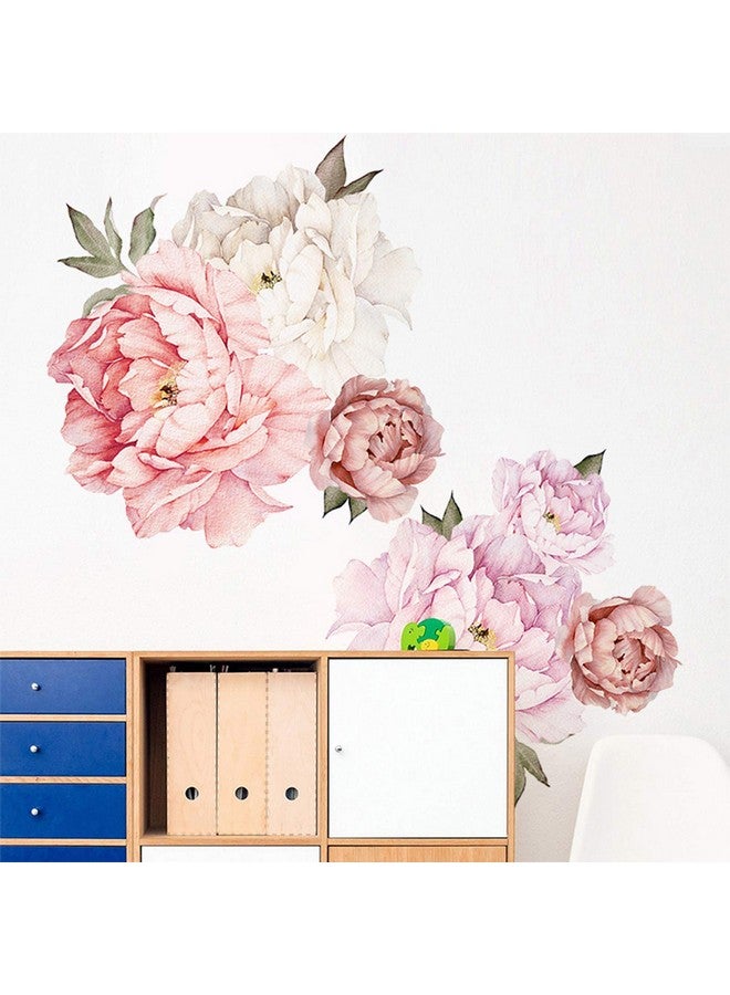 Dosminer Watercolor Peony Flowers Wall Decals Floral Wall Stickers for Living Room, Delicate White & Pink Flowers Wall Posters Vinyl Blossom Art Applique for Bedroom Girls Room - Image 4