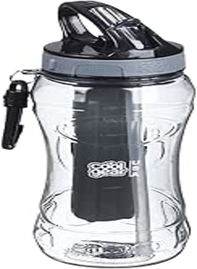 Coolgear Cool Gear Tritan Plastic Water Bottle with Freezer Stick and Straw, 532 ml - Clear and Black