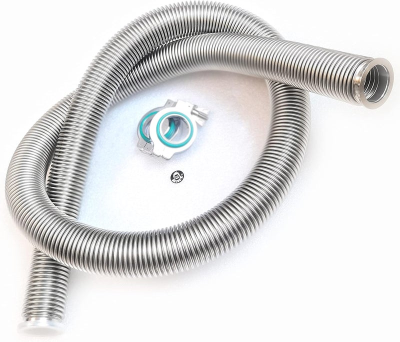 BROWNIAN MOTION TECHNOLOGY bmotiontech ISO-KF KF40 Highly Flexible Corrugated Hose, Vibration Damping Stainless Steel Vacuum Bellow Hose (1000 mm or 3.3ft) + 2 pcs KF40 Wing nut clamp, Centering Ring & FKM O-Ring - Image 1