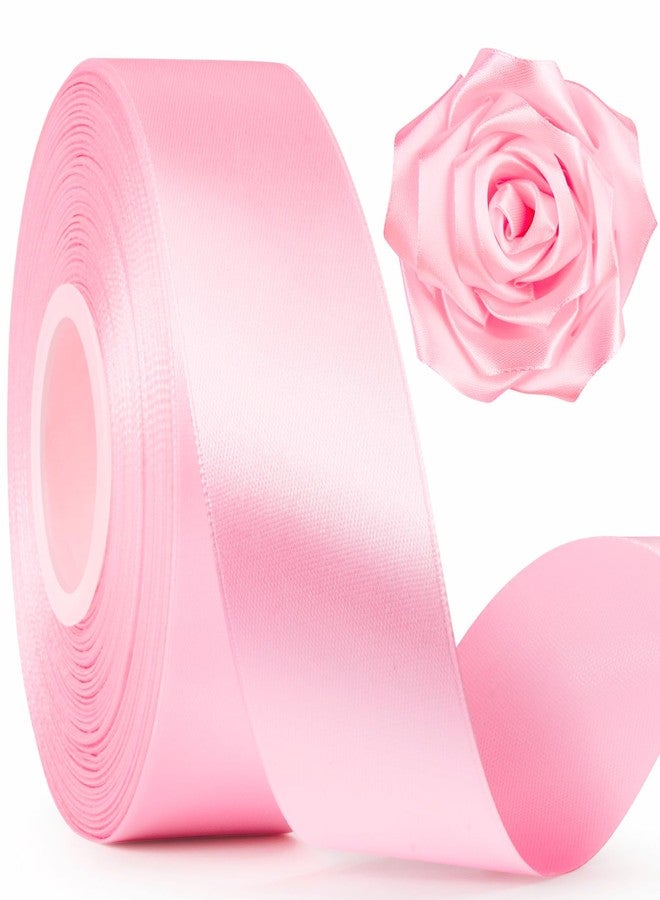 Mauproy 1-1/2 Inch Wide Pink Satin Ribbon, 50 Yards Solid Polyester Fabric Ribbon for Roses Making, Gift Wrapping, Wedding Decorations, Crafts, Bows, Flower Bouquets - Image 1