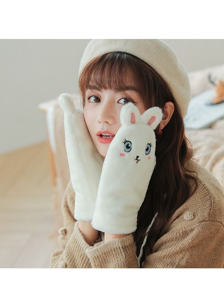 Golovejoy - Women's Warm Plush Windproof And Cold Proof Lovely Gloves - Image 1