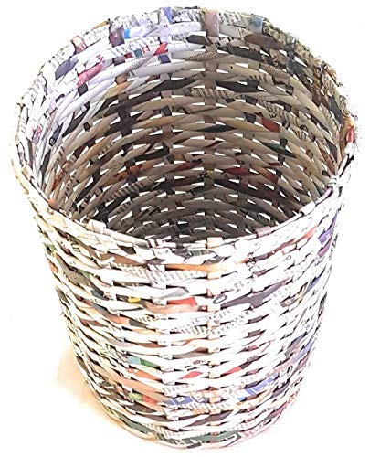 Sonas Creation Paperus Small Size 8 Inch Tall 5 Liter Color Natural Waste Basket with Cover Dustbin with Fixed Lid Trashcan Paper Bin Ecofriendly Handmade of Paper Ropes - Image 5