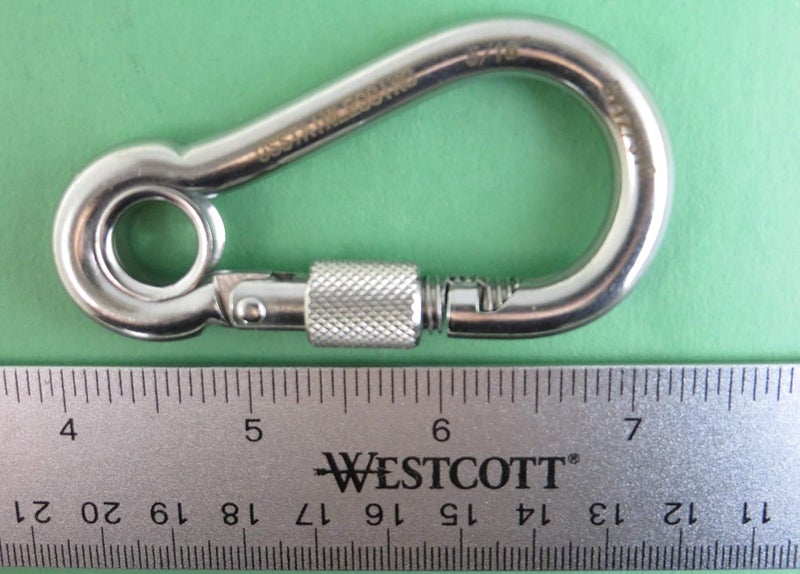 US Stainless Stainless Steel 316 Spring Hook with Screw Nut and Eyelet Carabiner 5/16" (8mm) Marine Grade - Image 2