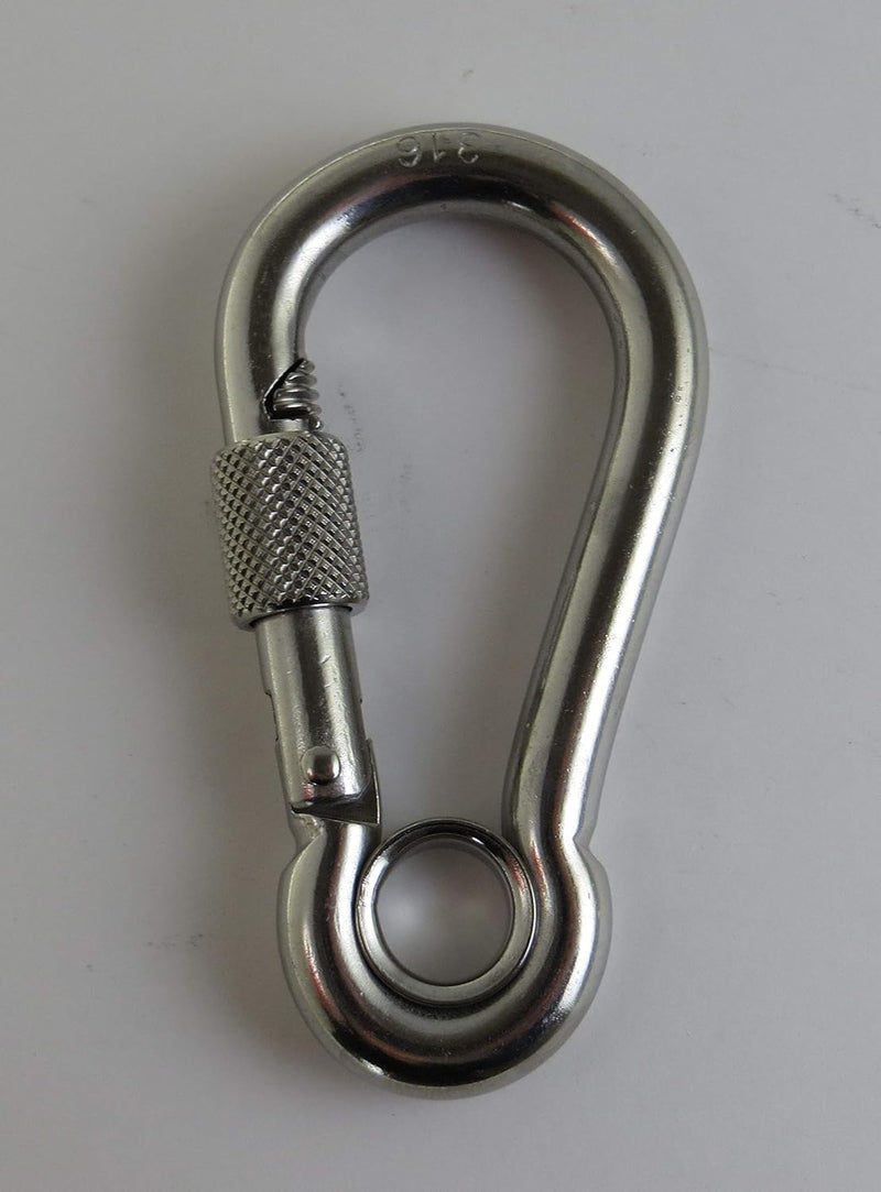 US Stainless Stainless Steel 316 Spring Hook with Screw Nut and Eyelet Carabiner 5/16" (8mm) Marine Grade - Image 3