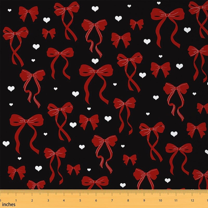 Global versatile design jejeloiu Black Red Bow Fabric by The Yard Bowknot Upholstery Fabric Cute Love Heart Soft Flannel Indoor Decor for DIY Sewing Craft Projects Dreamy Princess Style 10 Yards Discount for all Adjustable build Meet daily life needs Fine craftsmanship Long lasting universal build Wide daily application High in-demand commodity Affordable for all customers Multi stock guarantee supply Shop & home all-space compatible Huge price cut Assorted trendy color picks Daily deal Long term heavy use compatible Advanced compact design Practical design alternatives Simple multi-feature universal build Stable domestic stock All need matching options Ship within Saudi Arabia Slow wear optimized quality Market need oriented construction Scratch resistant Globally selected raw material - Image 1