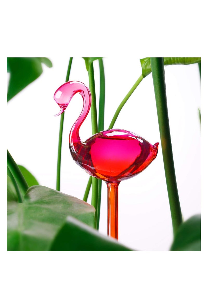ماركة غير محددة Self-Watering Glass Globes Flamingo Gradient Hot Pink Hand Blown Bulbs Pot Plant Waterer Home Indoor Outdoor Garden Patio Hanging Flower Aqua Spike Decorative Automatic Irrigation System 2PCS  - Image 4