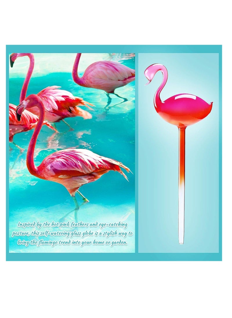 ماركة غير محددة Self-Watering Glass Globes Flamingo Gradient Hot Pink Hand Blown Bulbs Pot Plant Waterer Home Indoor Outdoor Garden Patio Hanging Flower Aqua Spike Decorative Automatic Irrigation System 2PCS  - Image 2
