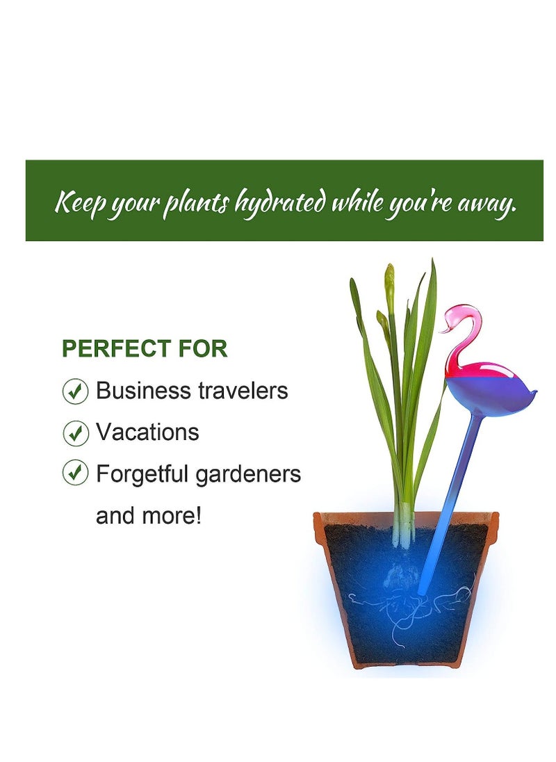 ماركة غير محددة Self-Watering Glass Globes Flamingo Gradient Hot Pink Hand Blown Bulbs Pot Plant Waterer Home Indoor Outdoor Garden Patio Hanging Flower Aqua Spike Decorative Automatic Irrigation System 2PCS  - Image 3