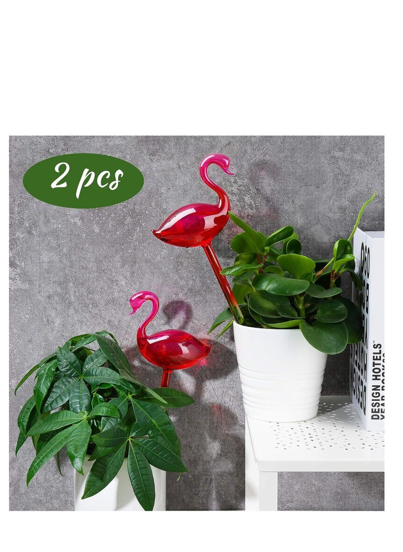 ماركة غير محددة Self-Watering Glass Globes Flamingo Gradient Hot Pink Hand Blown Bulbs Pot Plant Waterer Home Indoor Outdoor Garden Patio Hanging Flower Aqua Spike Decorative Automatic Irrigation System 2PCS  - Image 5