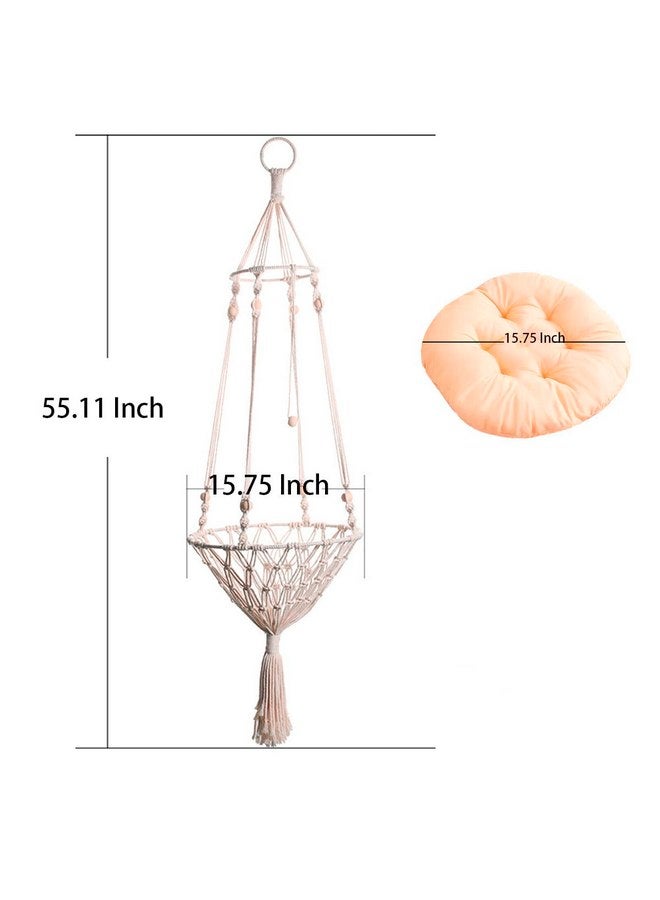White Macrame Cat Hammock Boho Cat Hammock Bed Indoor Bohemian Cat Hanging Bed Cat Sleeping Bed Home Cat Swing 55.11 * 15.75 Inches - Image 3