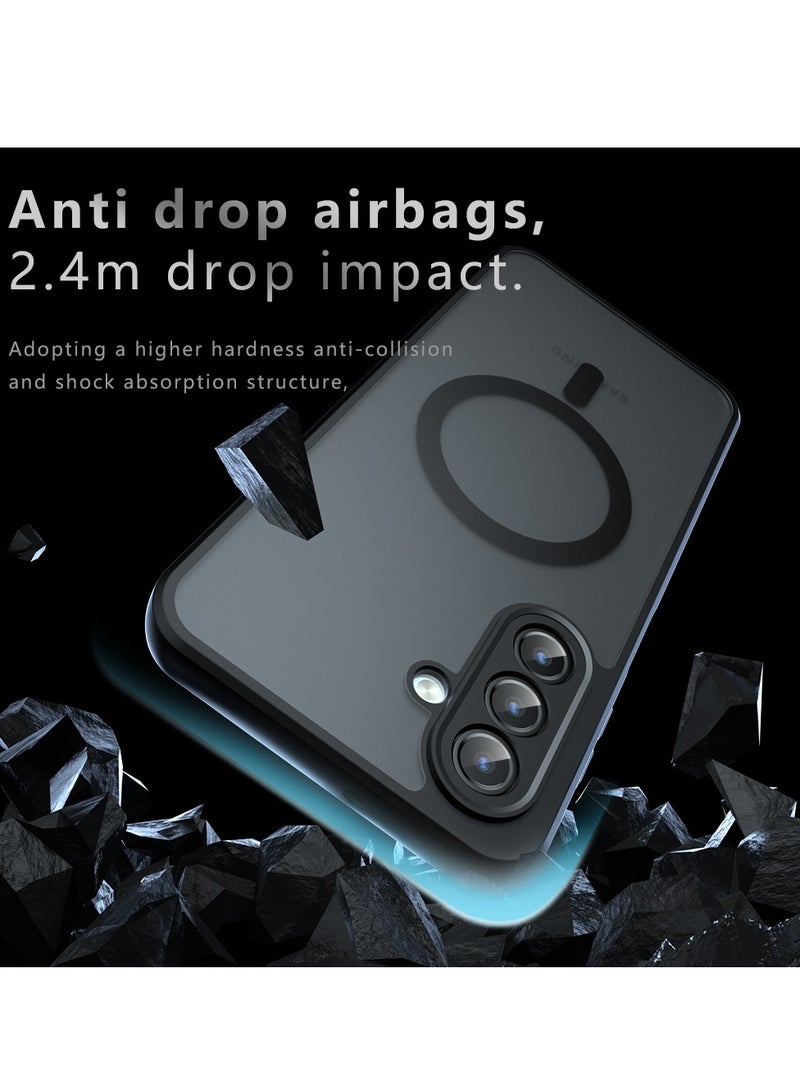 Magnetic Case for Samsung Galaxy A17 5G, Frosted Translucent Back Protective Slim Phone Cover, Anti-Fingerprints, Anti-Fall Drop Protection, Shockproof Case for Samsung Galaxy A17 5G (Black) - Image 2