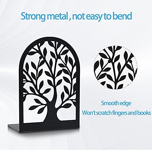 Umikk Book Ends, Bookends for Shelves, Tree Book End to Hold Books, Metal Bookend Stopper, Non-Skid Book Holder, Black Book Supports for Office Home Kitchen, Modern Decorative Bookends(3 Pair/6 Pcs) - Image 3