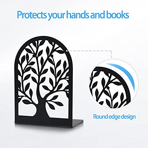 Umikk Book Ends, Bookends for Shelves, Tree Book End to Hold Books, Metal Bookend Stopper, Non-Skid Book Holder, Black Book Supports for Office Home Kitchen, Modern Decorative Bookends(3 Pair/6 Pcs) - Image 2