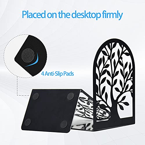 Umikk Book Ends, Bookends for Shelves, Tree Book End to Hold Books, Metal Bookend Stopper, Non-Skid Book Holder, Black Book Supports for Office Home Kitchen, Modern Decorative Bookends(3 Pair/6 Pcs) - Image 4