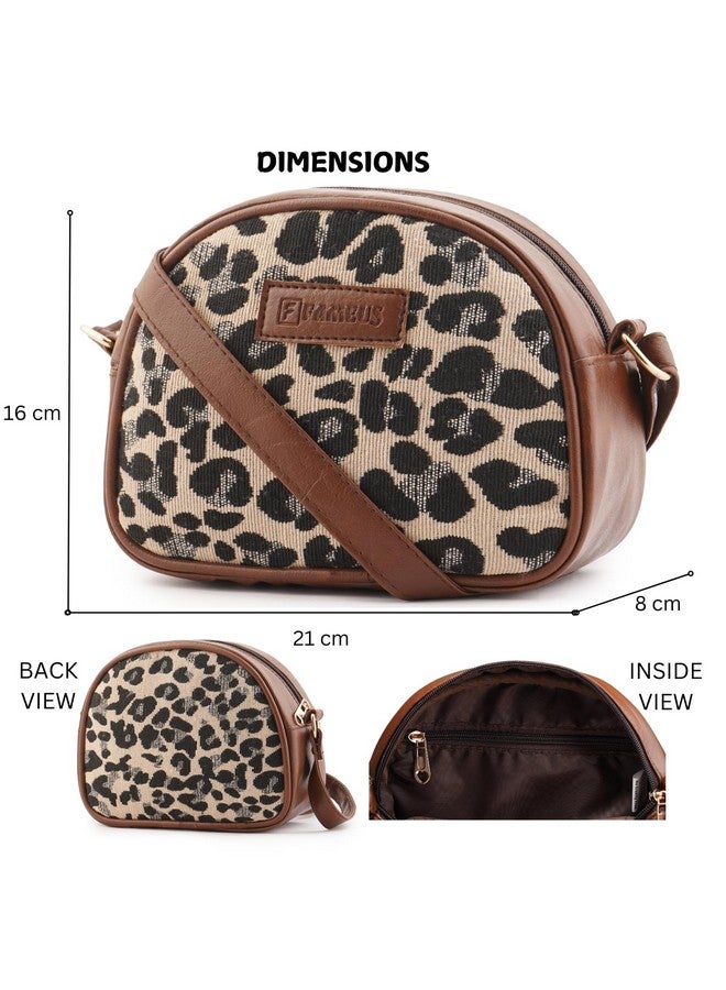 FAMEUS Women's Sling Crossbody Bag for Daily Use | Stylish Jute & Faux Leather Shoulder Purse for Office, Travel & Casual Outfits (Leopard Printed) - Image 3