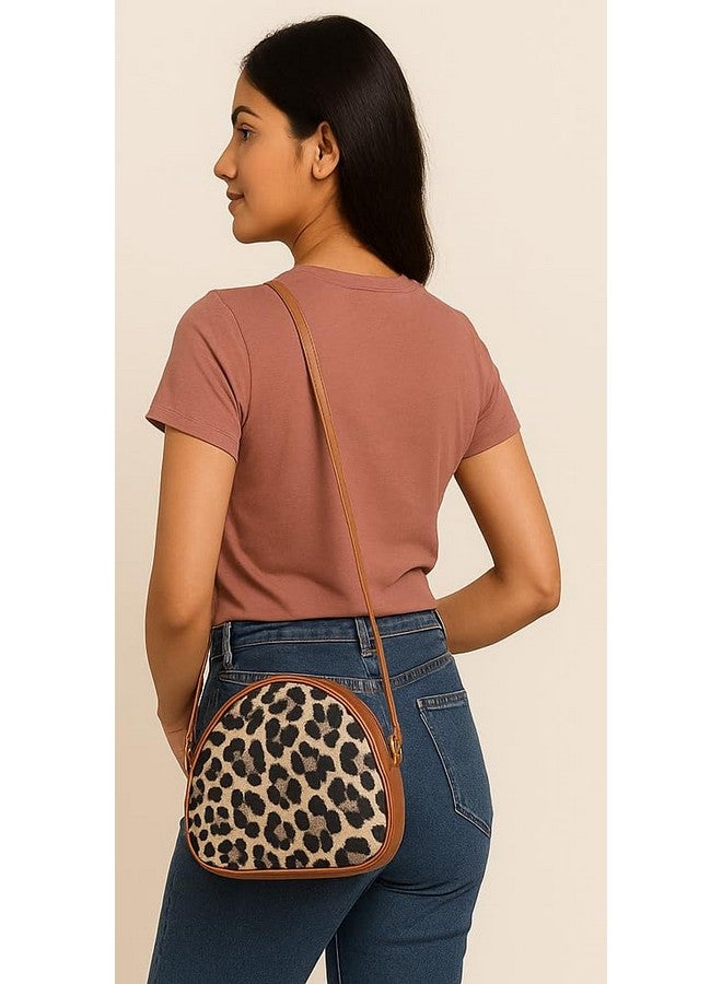 FAMEUS Women's Sling Crossbody Bag for Daily Use | Stylish Jute & Faux Leather Shoulder Purse for Office, Travel & Casual Outfits (Leopard Printed) - Image 4