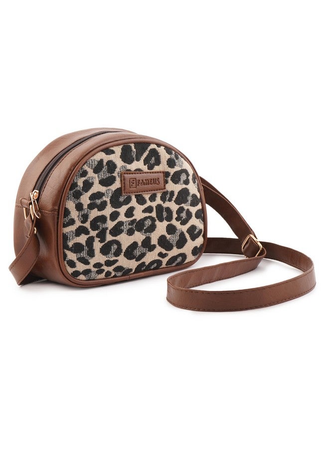 FAMEUS Women's Sling Crossbody Bag for Daily Use | Stylish Jute & Faux Leather Shoulder Purse for Office, Travel & Casual Outfits (Leopard Printed) - Image 2
