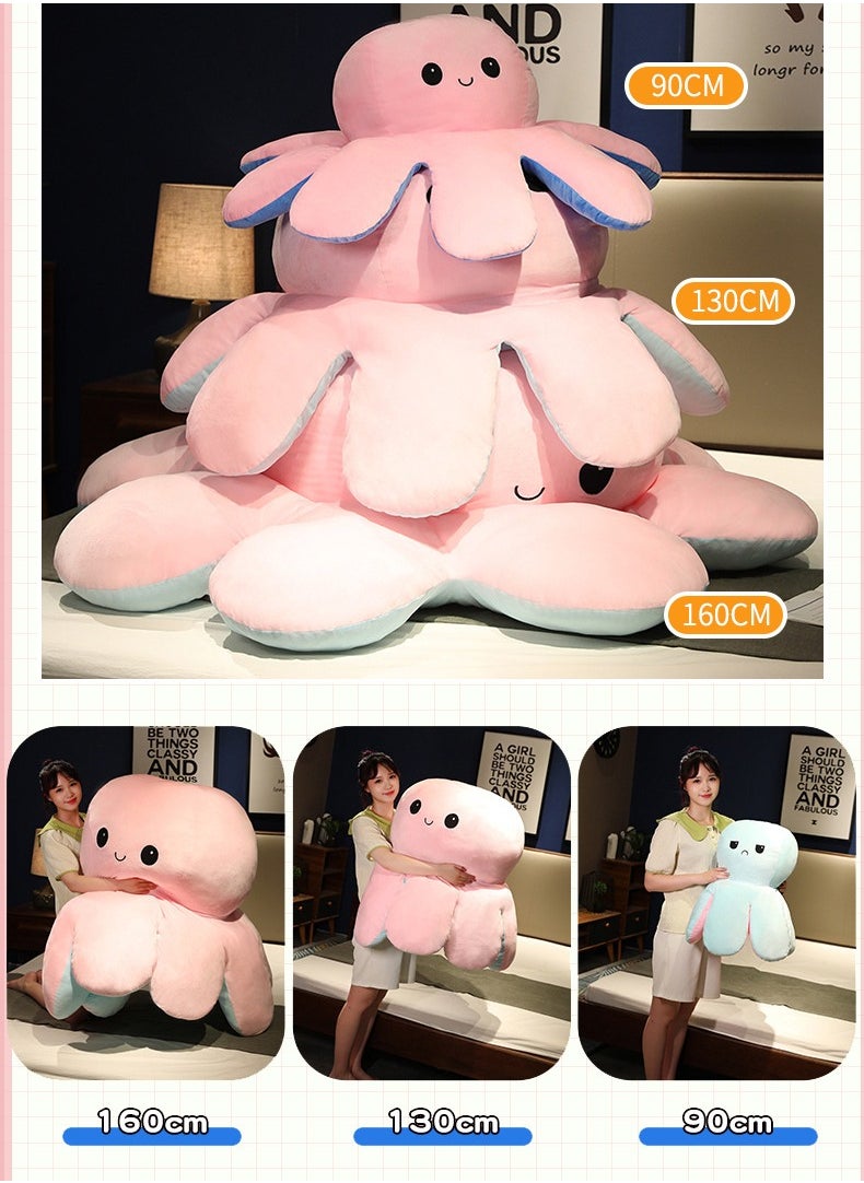 Cutie Cute - Extra Large Size Reversible Big Octopus Plushie Huggable and Soft Sensory Fidget Toy Stuffed Animals That Show Your Mood - Gift for Kids and Adults - Image 1