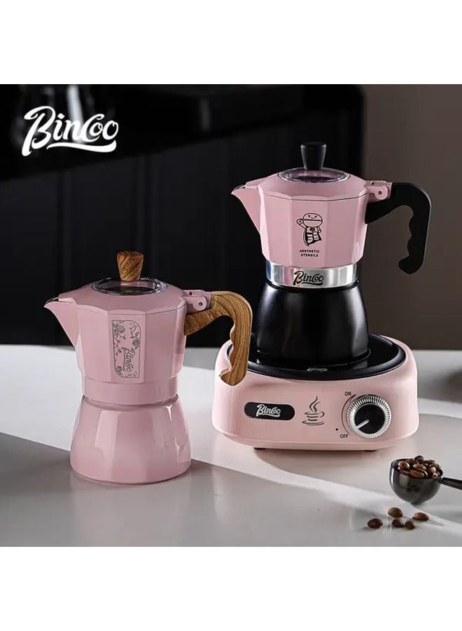 Bincoo قدرة الموكا ذات الصمام المزدوج مجموعة وردية 100 مرشح ألومنيوم تسخين سريع غير لاصق - Image 2