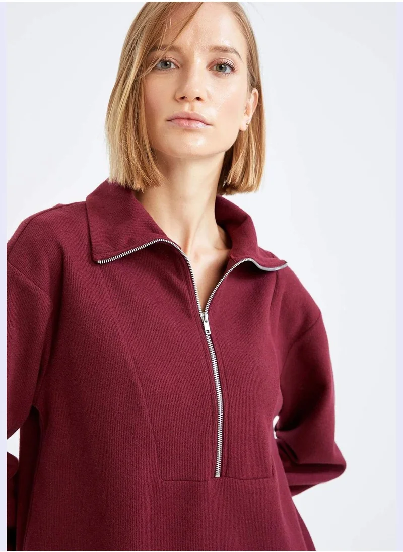 DeFacto Long Sleeve Zippered Mini Dress