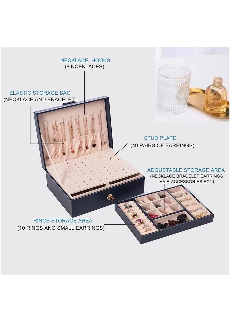 Arabest Jewelry Box, Earring Clip Organizer with PU Leather, Large Jewelry Storage for Ladies Girlfriend, Ring, Necklace  - Image 3