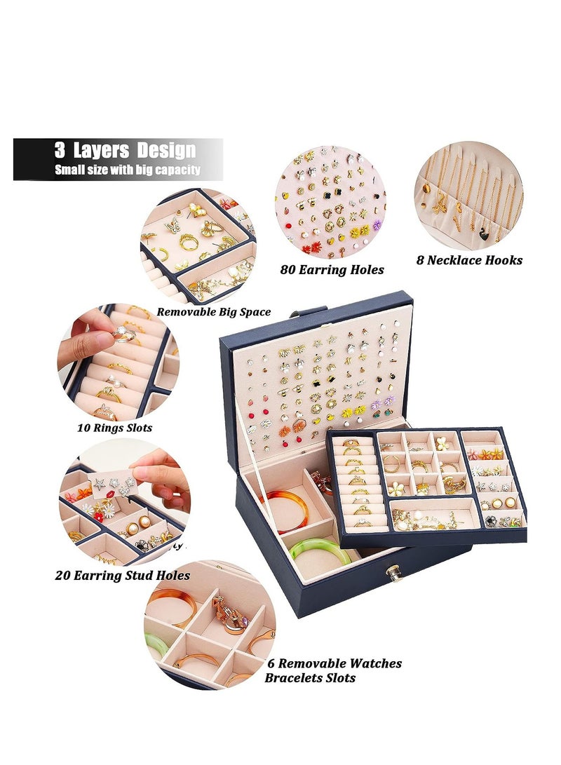 Arabest Jewelry Box, Earring Clip Organizer with PU Leather, Large Jewelry Storage for Ladies Girlfriend, Ring, Necklace  - Image 2